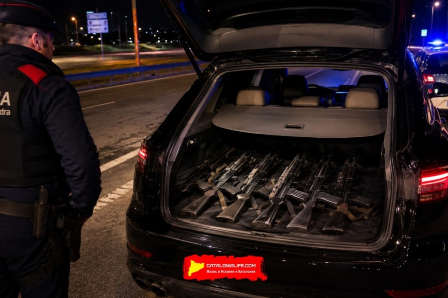 Моссос д’Эсквадра обнаружили 12 автоматов AK-74 в Porsche на трассе AP-7